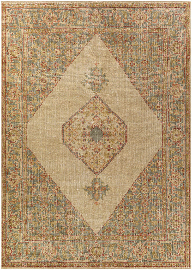 Dusty Sage Hand Knotted 100% Wool Traditional Rectangle Handmade rug, Indoor use only, no fringe, non-washable.