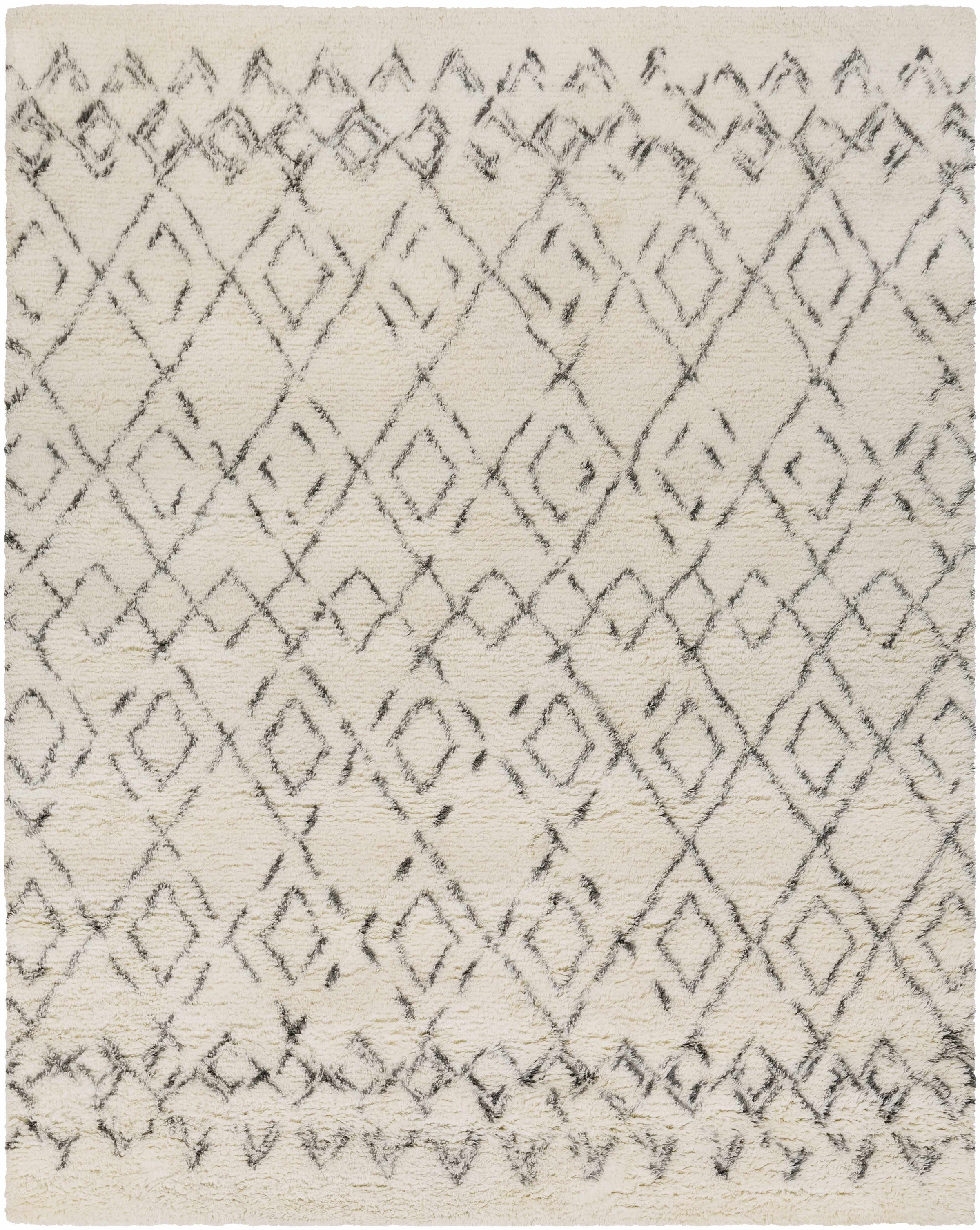 Beige Hand Woven 100% NZ Wool Global Rectangle Handmade rug, Indoor use only, no fringe, non-washable.