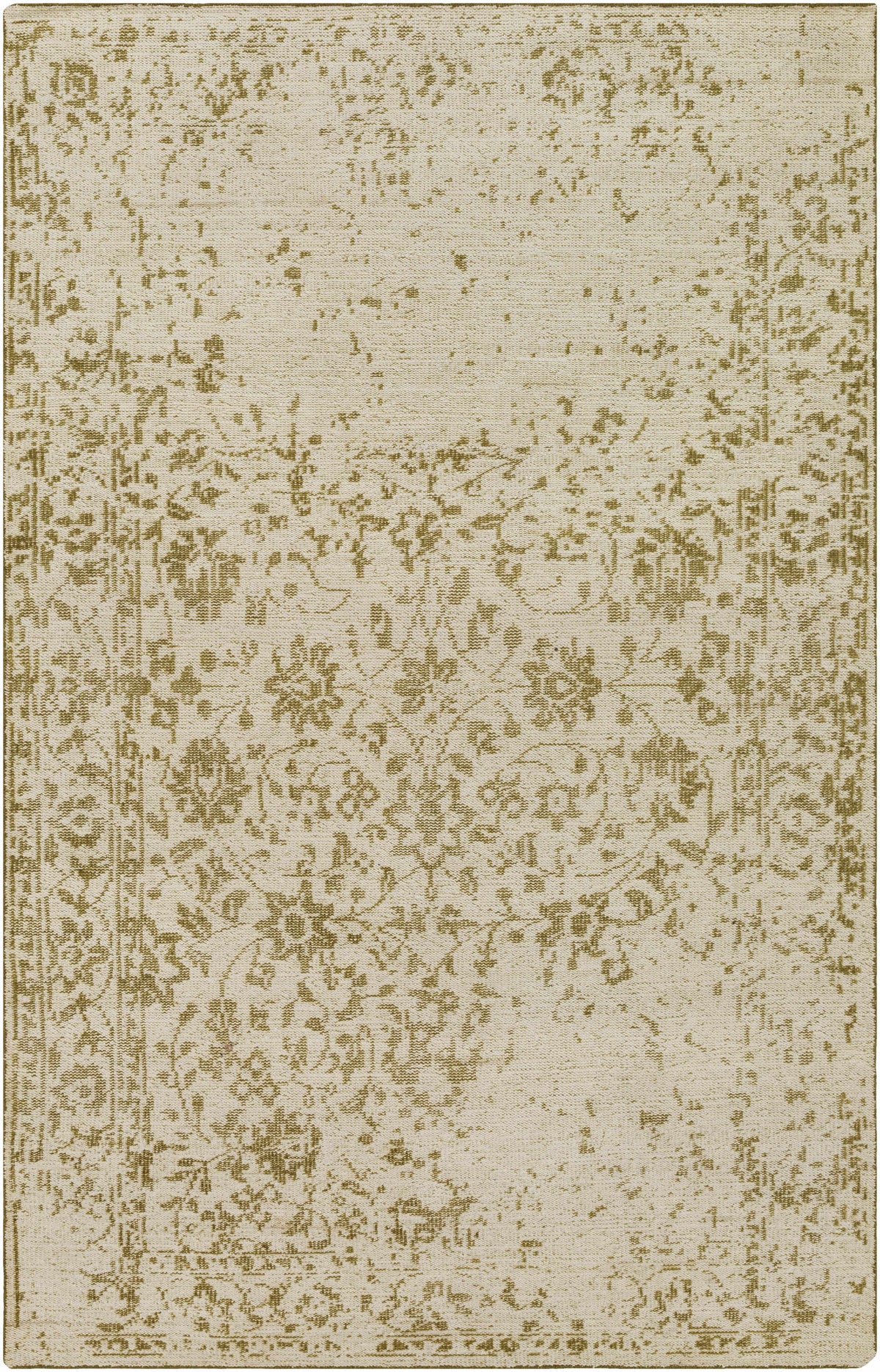Olive Hand Knotted 100% Wool Traditional Rectangle Handmade rug, Indoor use only, no fringe, non-washable.