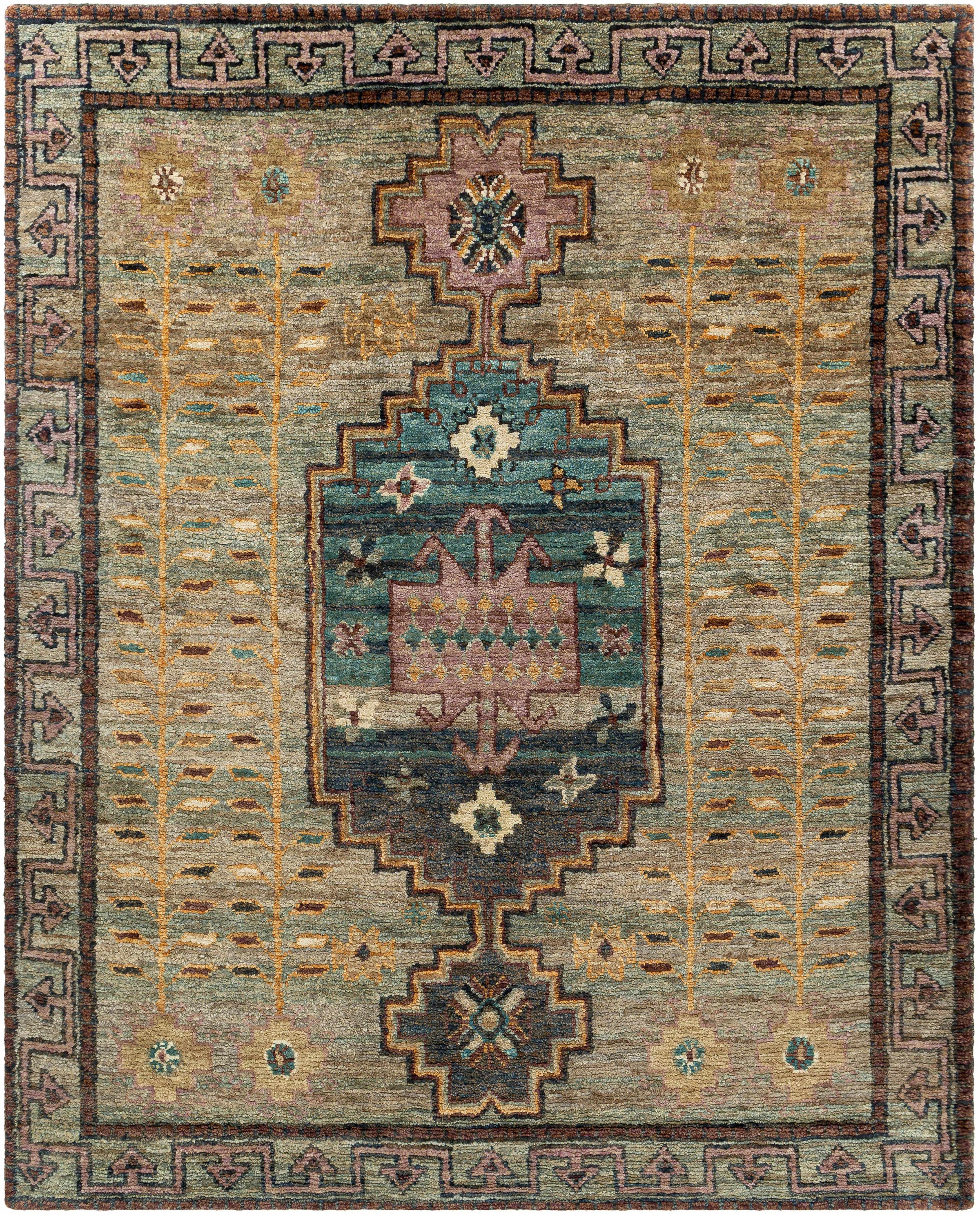 Medium Green Hand Knotted 100% Jute Global Rectangle Handmade rug, Indoor use only, no fringe, non-washable.