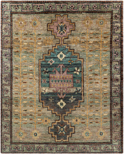 Medium Green Hand Knotted 100% Jute Global Rectangle Handmade rug, Indoor use only, no fringe, non-washable.