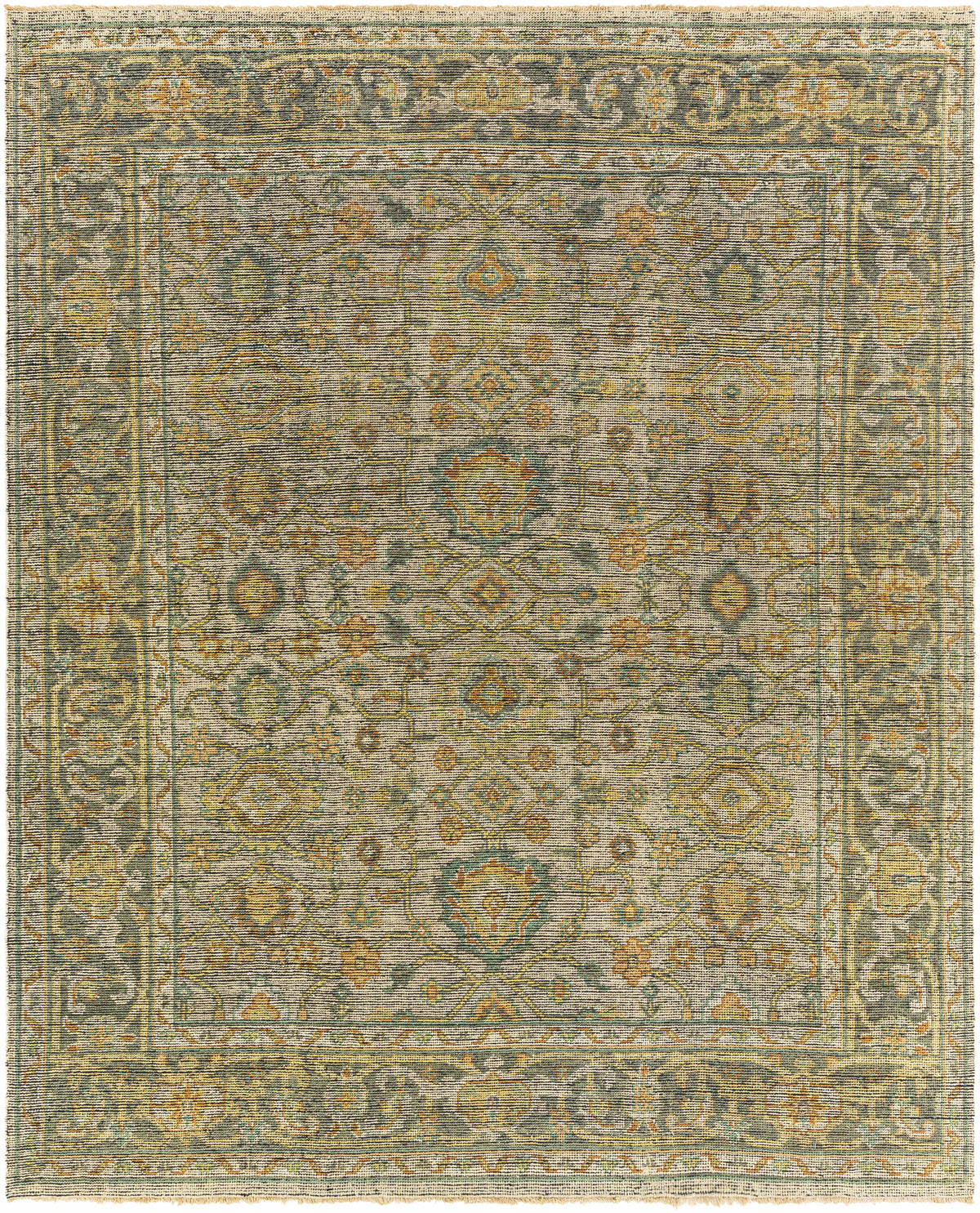 Tan Hand Knotted 100% NZ Wool Traditional Rectangle Handmade rug, Indoor use only, has fringe, non-washable.