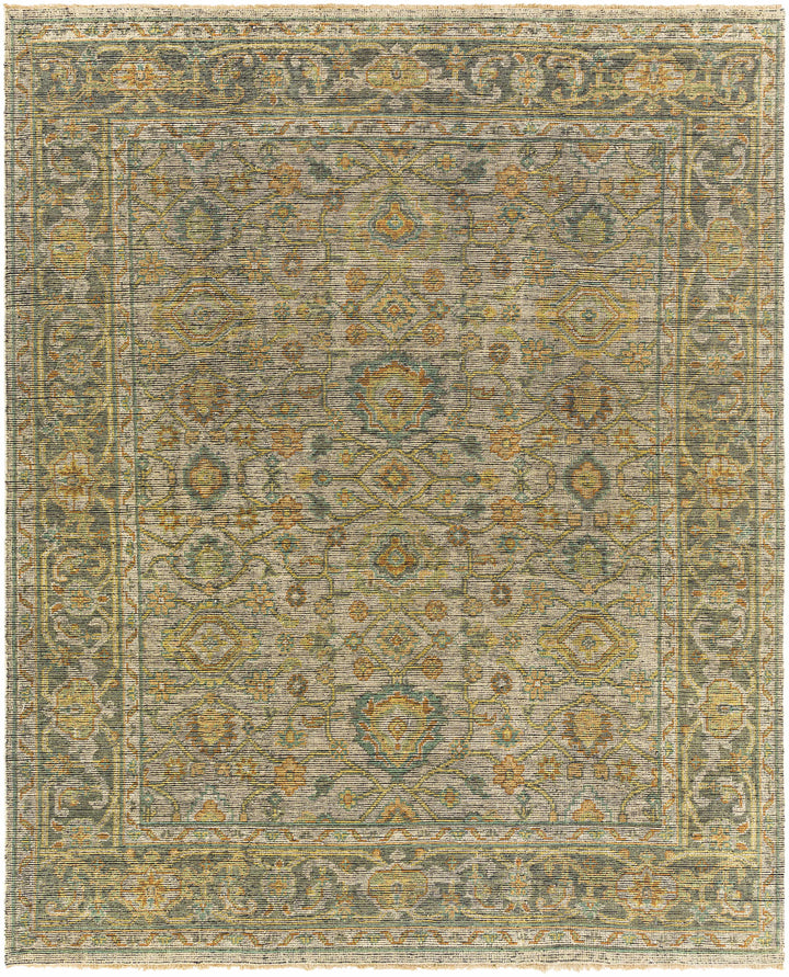 Tan Hand Knotted 100% NZ Wool Traditional Rectangle Handmade rug, Indoor use only, has fringe, non-washable.