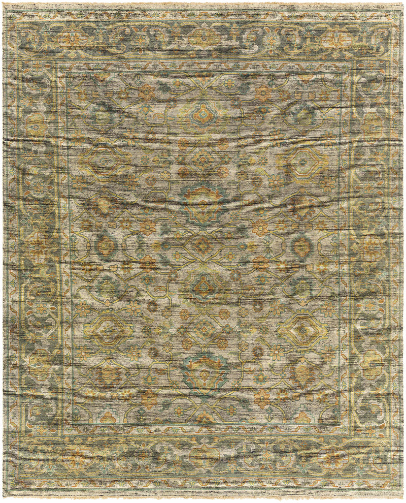 Tan Hand Knotted 100% NZ Wool Traditional Rectangle Handmade rug, Indoor use only, has fringe, non-washable.