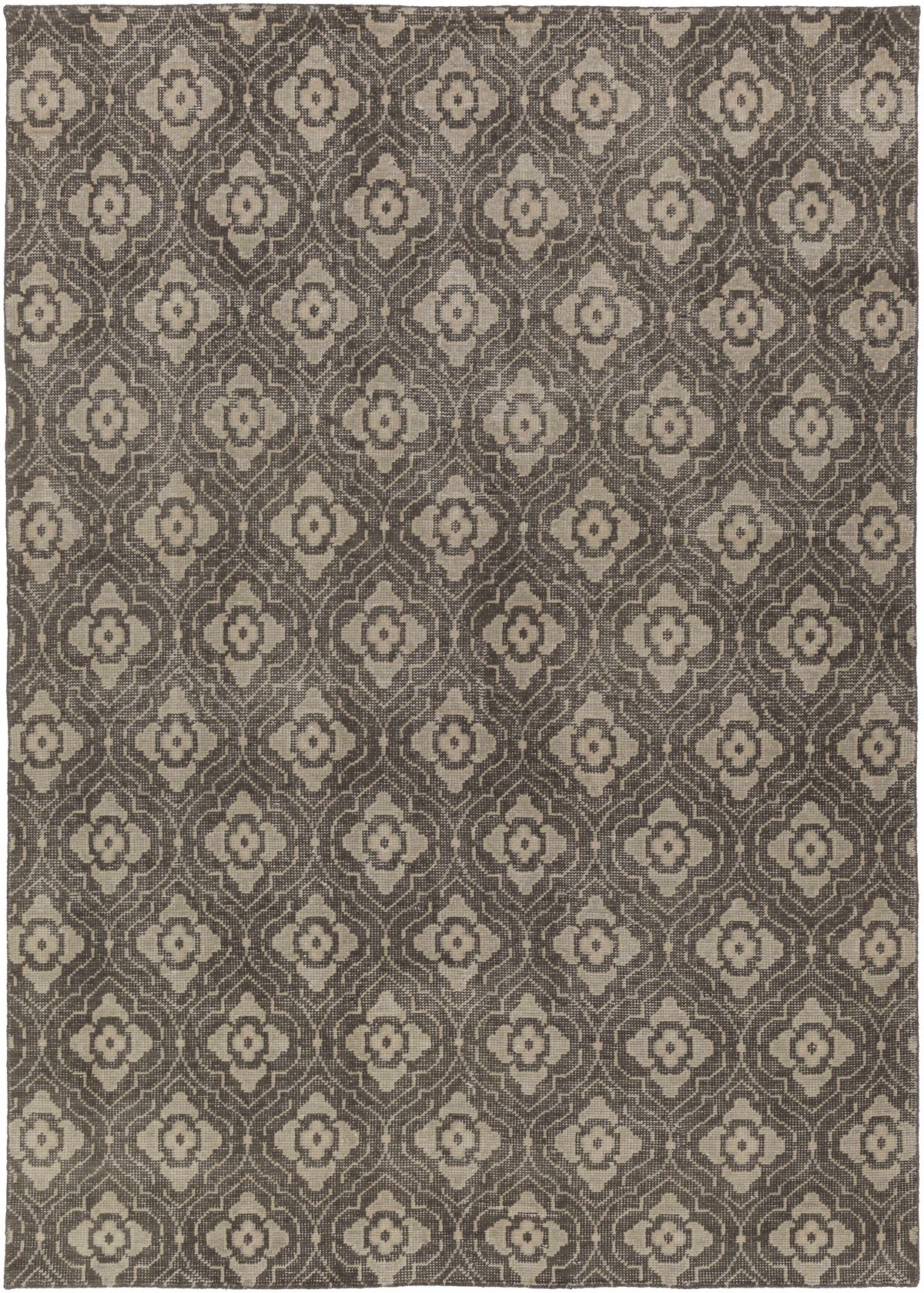 Charcoal Hand Knotted 100% Wool Modern Rectangle Handmade rug, Indoor use only, no fringe, non-washable.