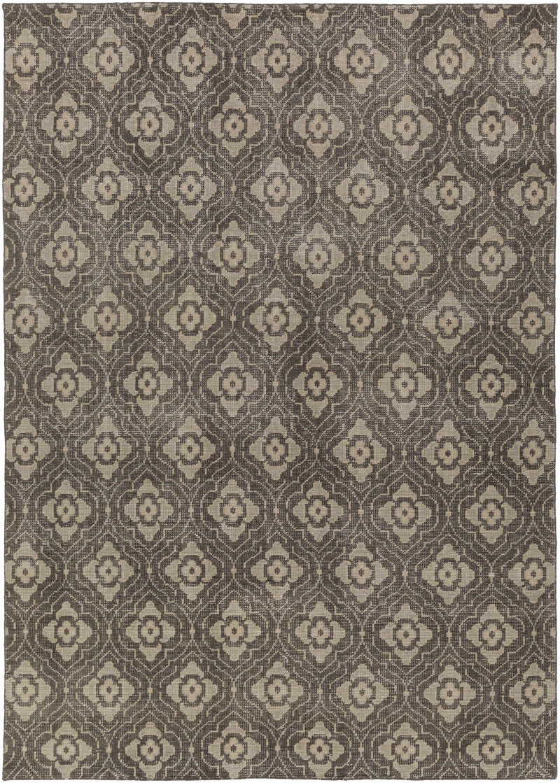 Charcoal Hand Knotted 100% Wool Modern Rectangle Handmade rug, Indoor use only, no fringe, non-washable.