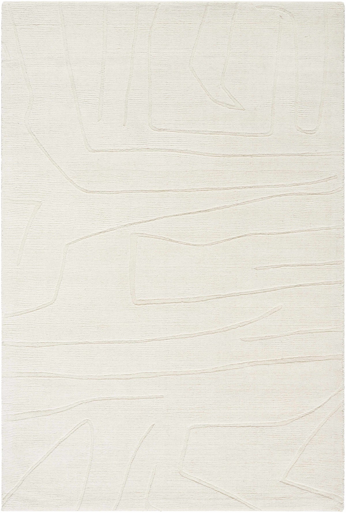 Ivory Hand Loomed 100% Wool Modern Rectangle Handmade rug, Indoor use only, no fringe, non-washable.