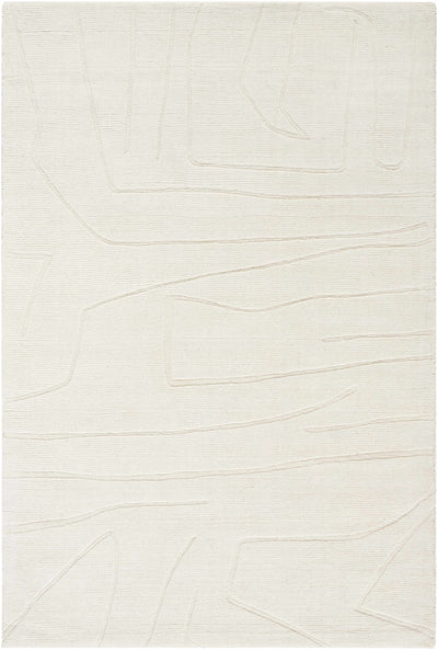 Ivory Hand Loomed 100% Wool Modern Rectangle Handmade rug, Indoor use only, no fringe, non-washable.