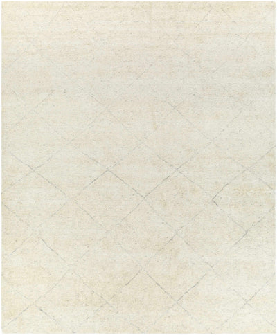 Cream Hand Knotted 70% Wool, 30% Viscose Global Rectangle Handmade rug, Indoor use only, no fringe, non-washable. runner also available