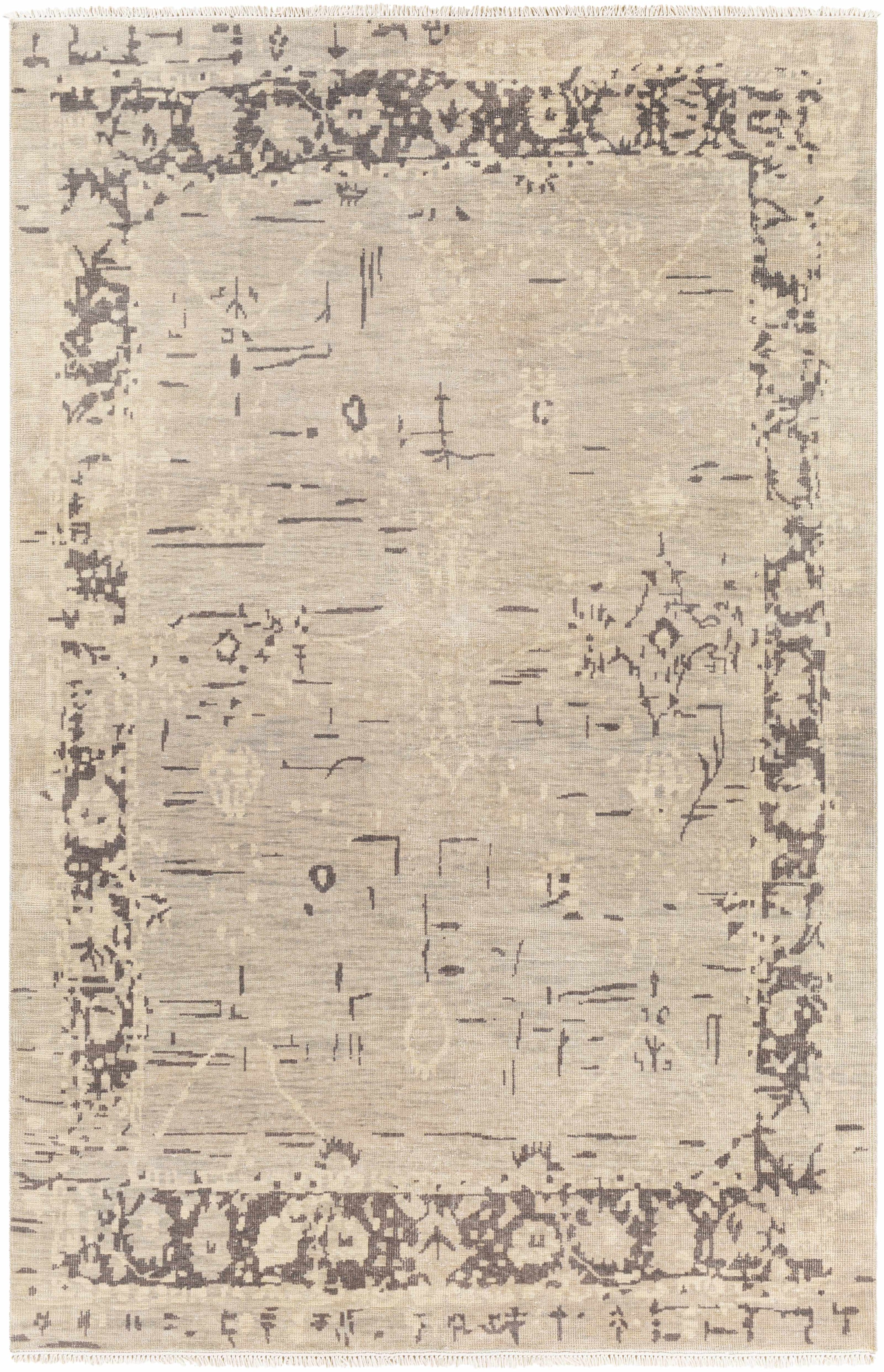 Medium Gray Hand Knotted 100% NZ Wool Traditional Rectangle Handmade rug, Indoor use only, has fringe, non-washable.