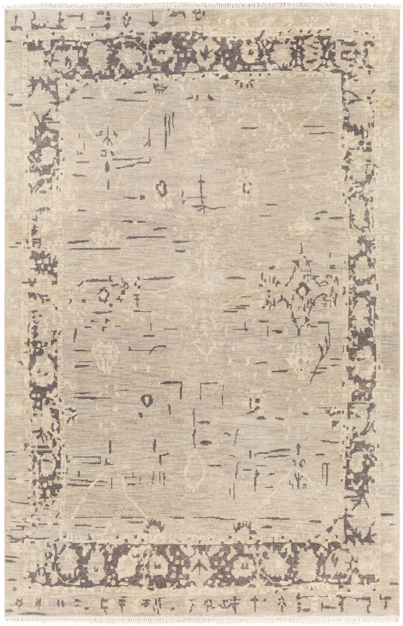 Medium Gray Hand Knotted 100% NZ Wool Traditional Rectangle Handmade rug, Indoor use only, has fringe, non-washable.