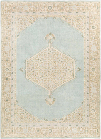 Light Sage Hand Knotted 100% NZ Wool Traditional Rectangle Handmade rug, Indoor use only, no fringe, non-washable.