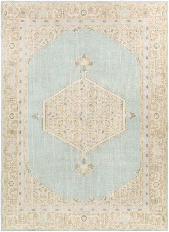 Light Sage Hand Knotted 100% NZ Wool Traditional Rectangle Handmade rug, Indoor use only, no fringe, non-washable.