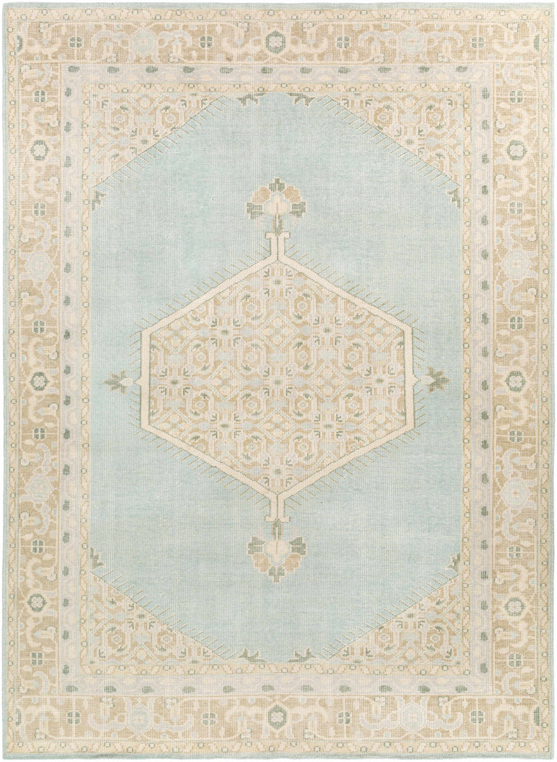 Light Sage Hand Knotted 100% NZ Wool Traditional Rectangle Handmade rug, Indoor use only, no fringe, non-washable.