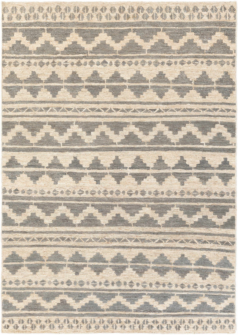 Charcoal Hand Woven 100% Jute Global Rectangle Handmade rug, Indoor use only, no fringe, non-washable.