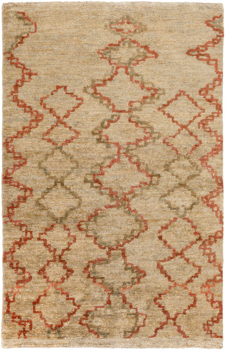 Red Hand Knotted 100% Jute Global Rectangle Handmade rug, Indoor use only, no fringe, non-washable.