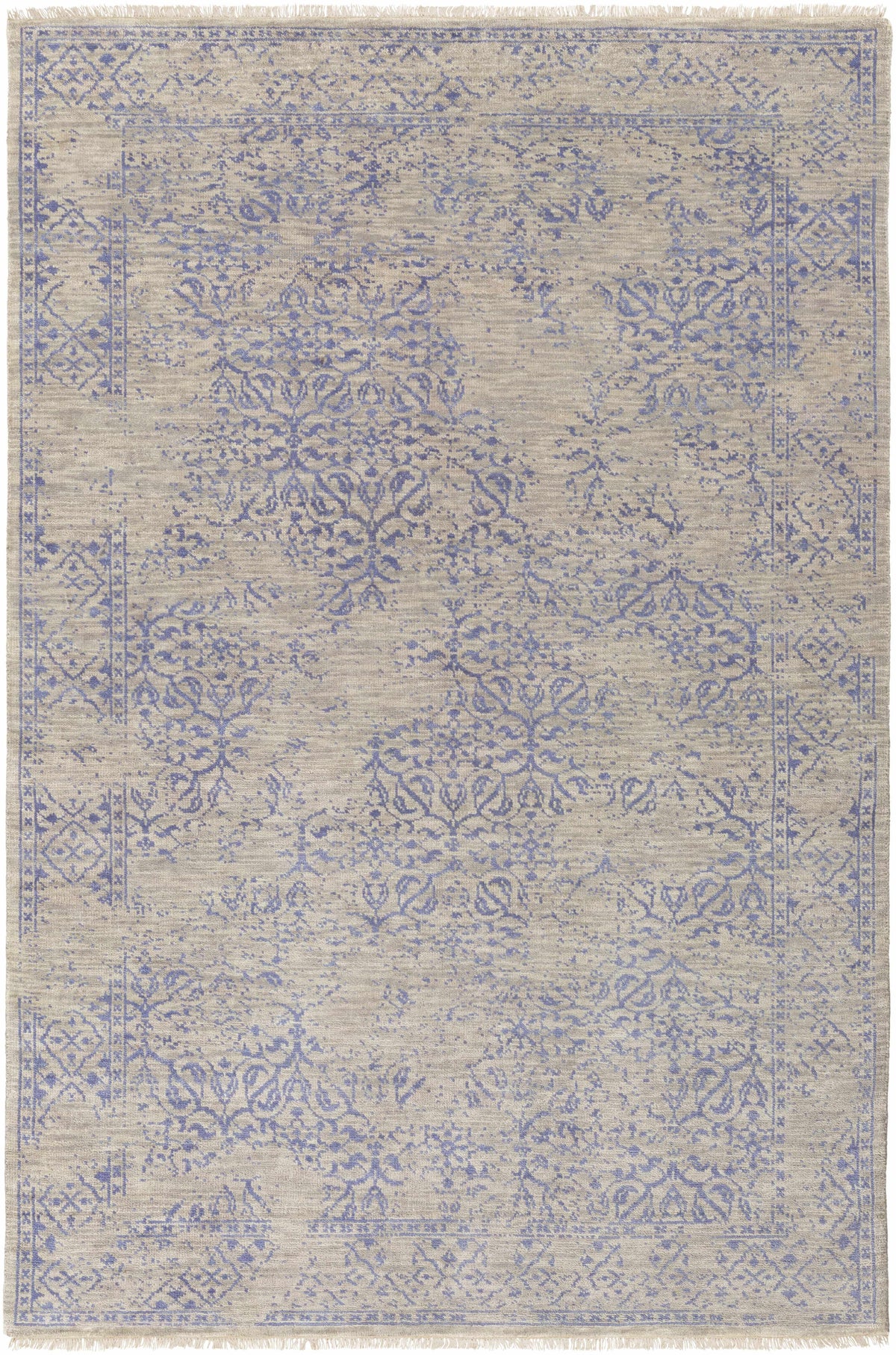Gray Hand Knotted 100% Wool Traditional Rectangle Handmade rug, Indoor use only, no fringe, non-washable.