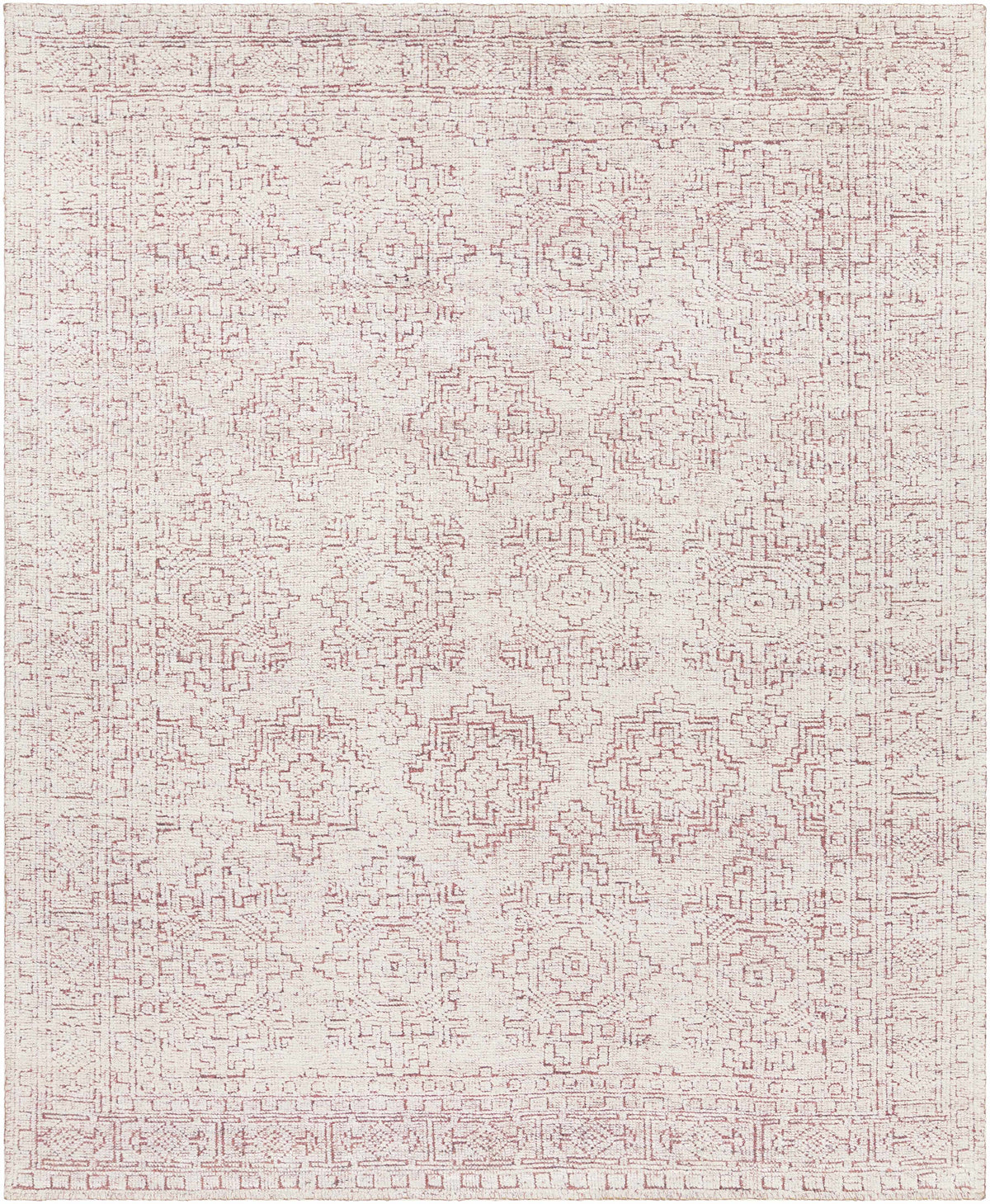 Mauve Hand Knotted 100% Viscose Traditional Rectangle Handmade rug, Indoor use only, no fringe, non-washable.