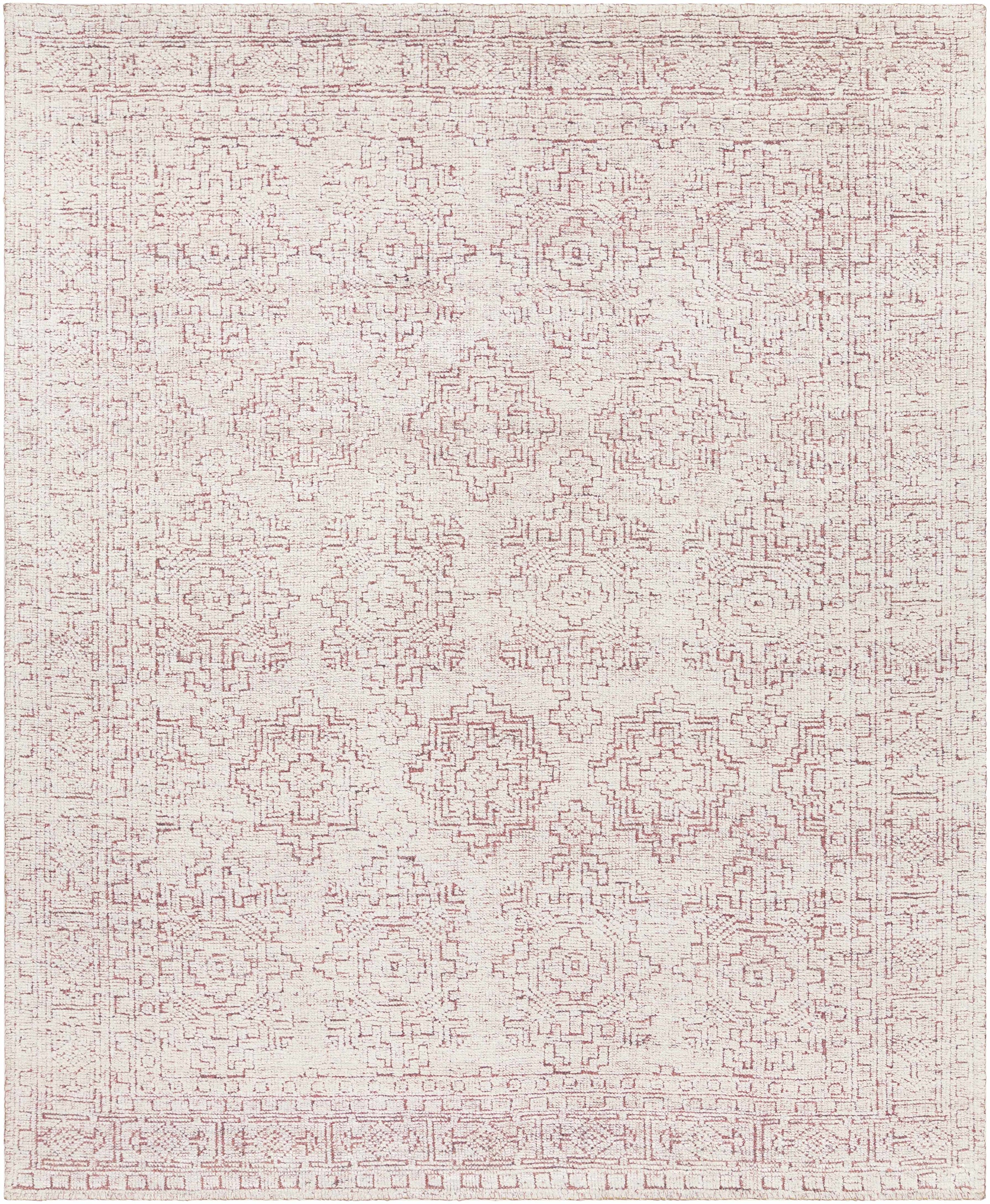 Mauve Hand Knotted 100% Viscose Traditional Rectangle Handmade rug, Indoor use only, no fringe, non-washable.