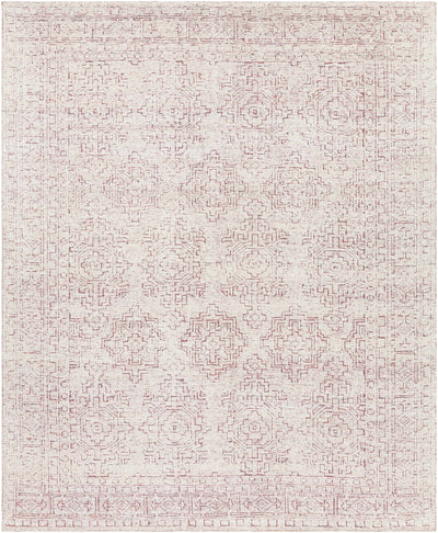 Mauve Hand Knotted 100% Viscose Traditional Rectangle Handmade rug, Indoor use only, no fringe, non-washable.