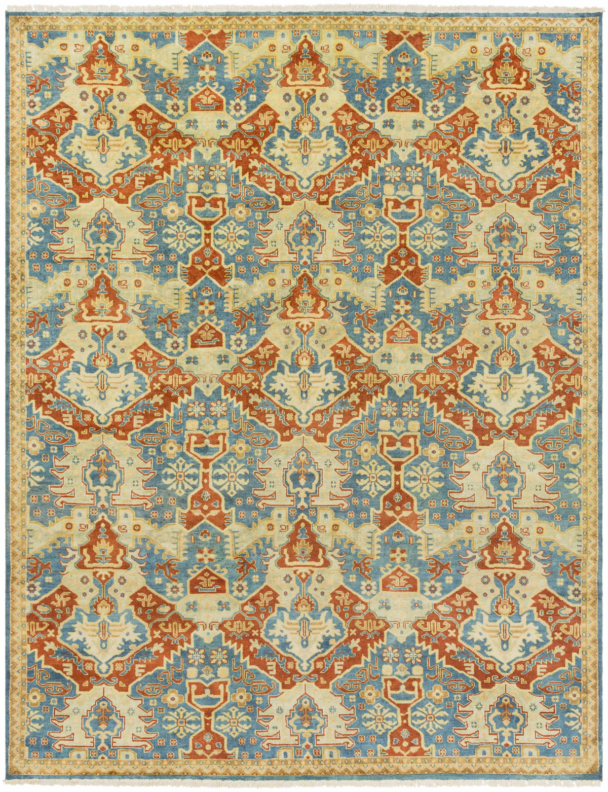 Blue Hand Knotted 100% NZ Wool Traditional Rectangle Handmade rug, Indoor use only, has fringe, non-washable. round, runner also available
