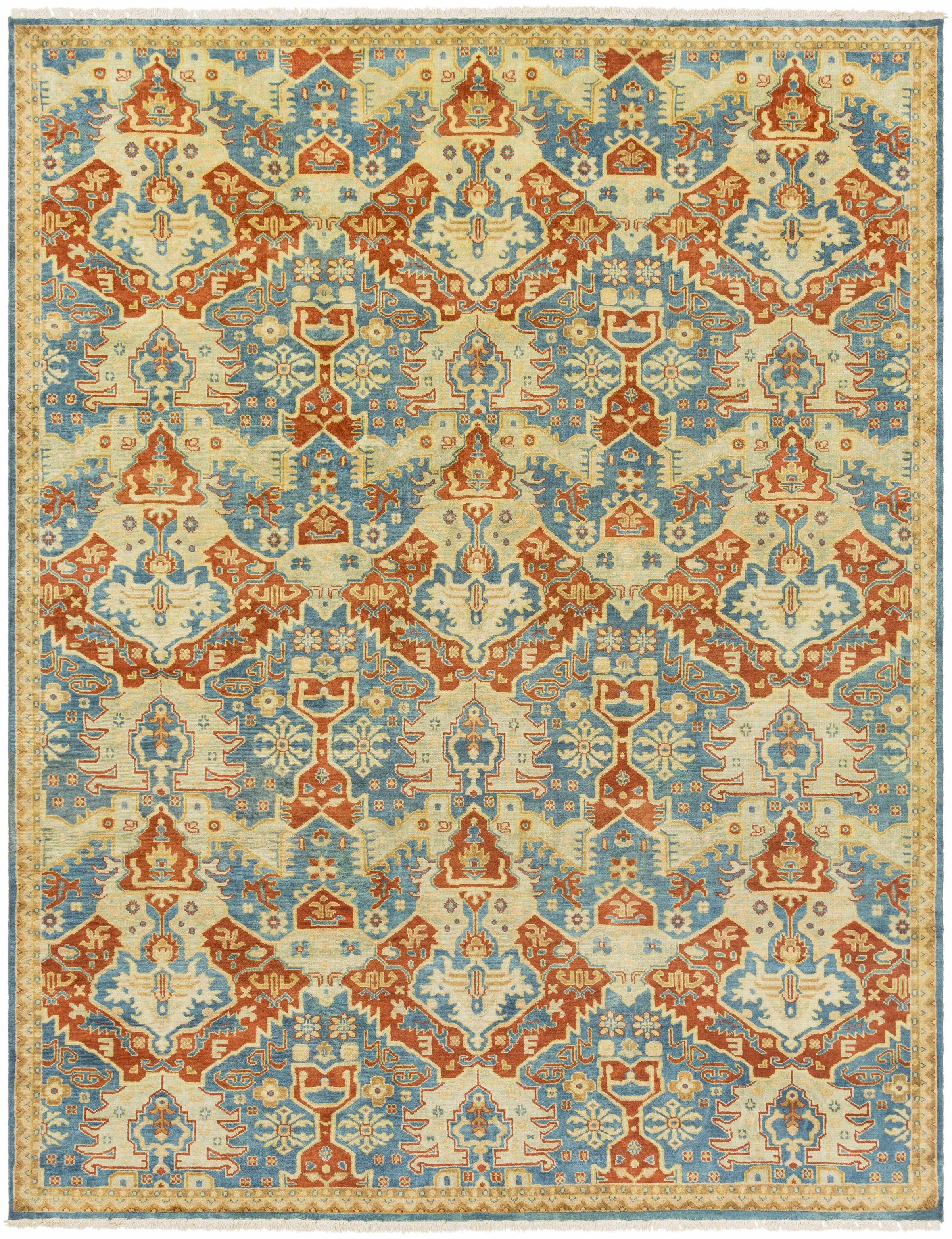 Blue Hand Knotted 100% NZ Wool Traditional Rectangle Handmade rug, Indoor use only, has fringe, non-washable. round, runner also available