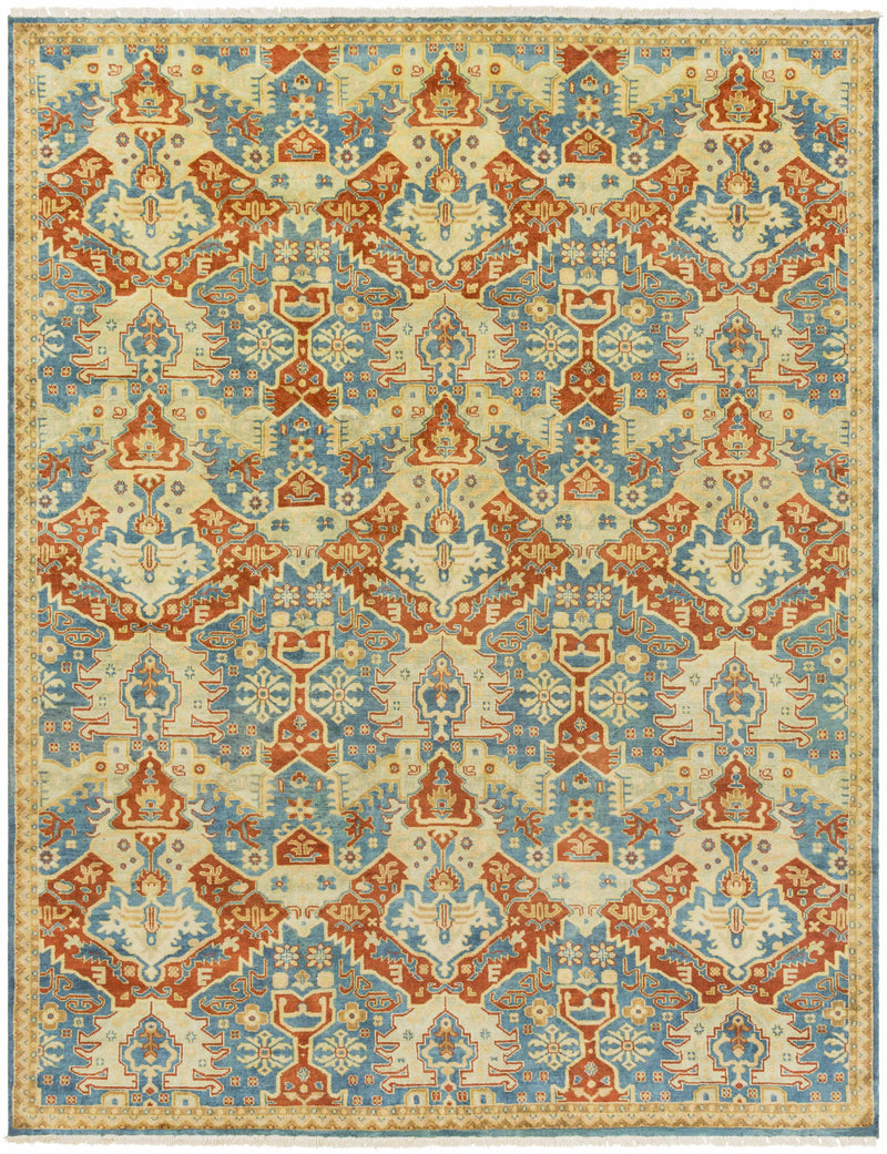 Blue Hand Knotted 100% NZ Wool Traditional Rectangle Handmade rug, Indoor use only, has fringe, non-washable. round, runner also available