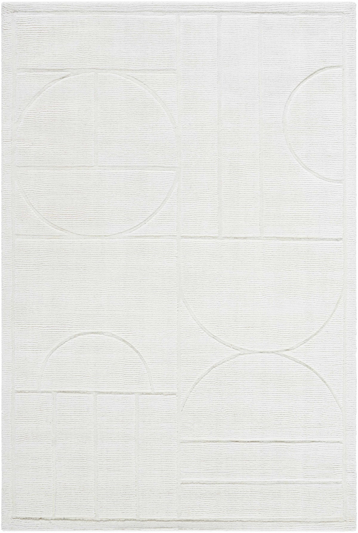 Ivory Hand Loomed 100% Wool Modern Rectangle Handmade rug, Indoor use only, no fringe, non-washable.
