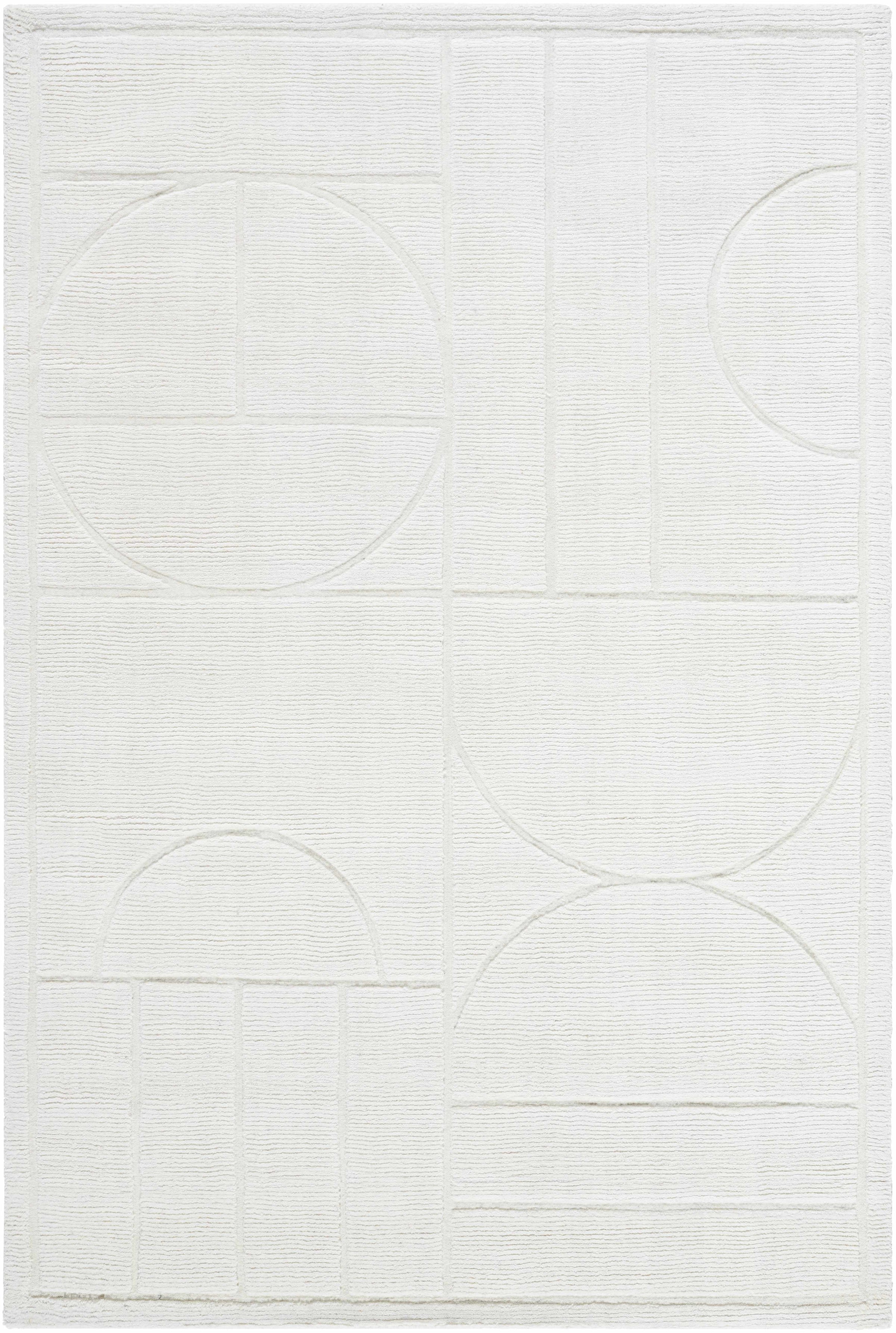 Ivory Hand Loomed 100% Wool Modern Rectangle Handmade rug, Indoor use only, no fringe, non-washable.