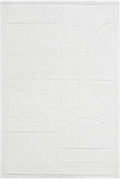 Ivory Hand Loomed 100% Wool Modern Rectangle Handmade rug, Indoor use only, no fringe, non-washable.