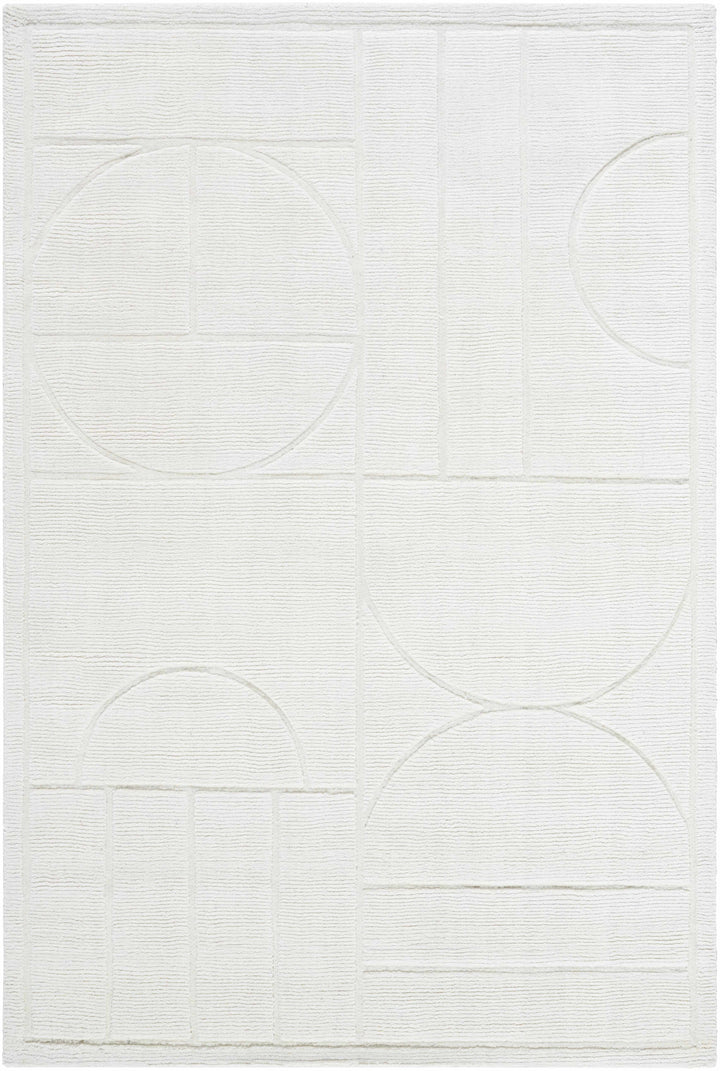 Ivory Hand Loomed 100% Wool Modern Rectangle Handmade rug, Indoor use only, no fringe, non-washable.