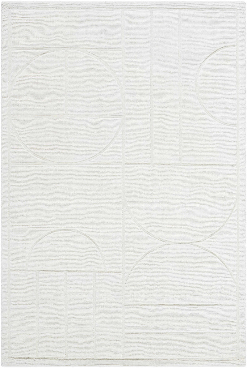 Ivory Hand Loomed 100% Wool Modern Rectangle Handmade rug, Indoor use only, no fringe, non-washable.