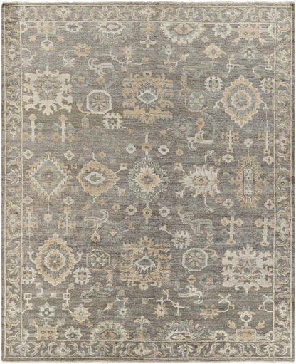 Charcoal Hand Knotted 100% Viscose Traditional Rectangle Handmade rug, Indoor use only, has fringe, non-washable.