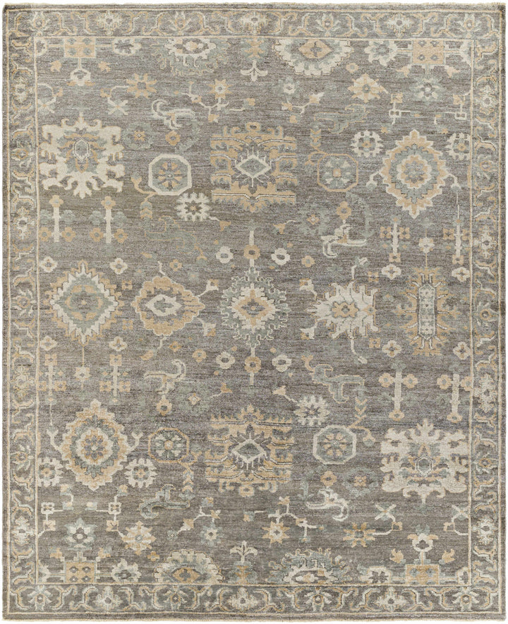 Charcoal Hand Knotted 100% Viscose Traditional Rectangle Handmade rug, Indoor use only, has fringe, non-washable.