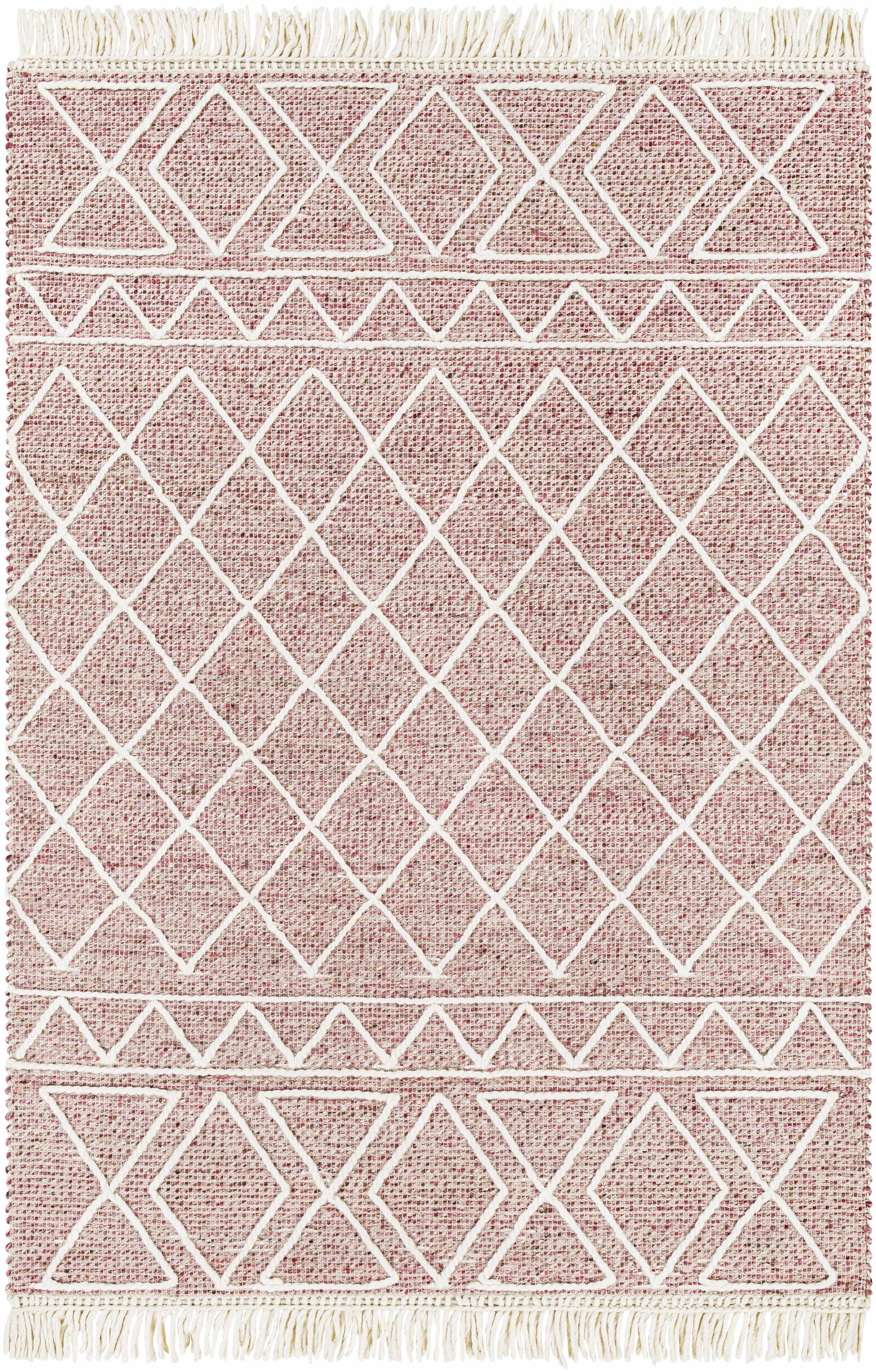 Burgundy Hand Woven 70% Wool, 30% Polyester Global Rectangle Handmade rug, Indoor use only, has fringe, non-washable. runner also available