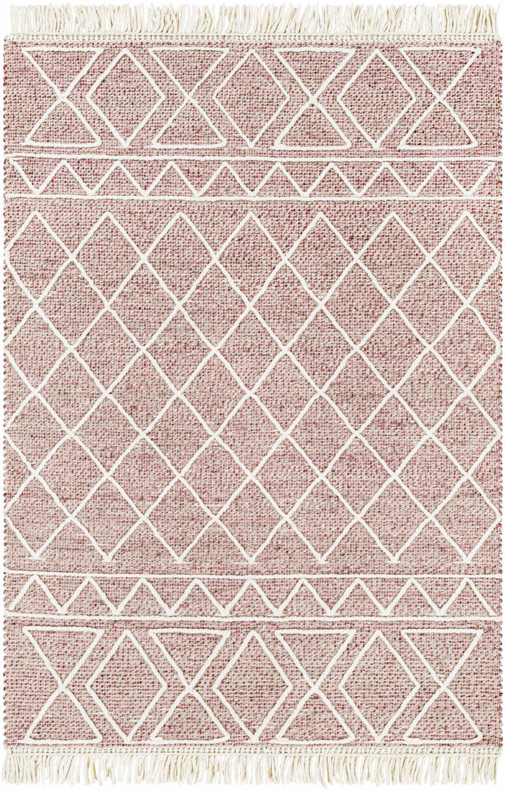 Burgundy Hand Woven 70% Wool, 30% Polyester Global Rectangle Handmade rug, Indoor use only, has fringe, non-washable. runner also available