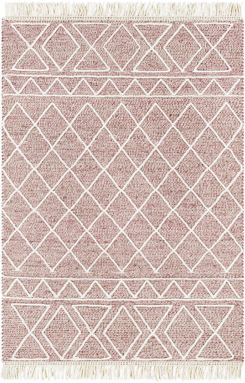 Burgundy Hand Woven 70% Wool, 30% Polyester Global Rectangle Handmade rug, Indoor use only, has fringe, non-washable. runner also available