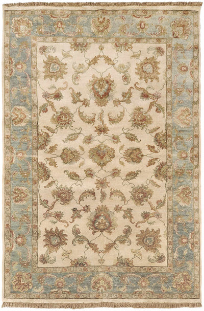 Light Beige Hand Knotted 100% NZ Wool Traditional Rectangle Handmade rug, Indoor use only, no fringe, non-washable.