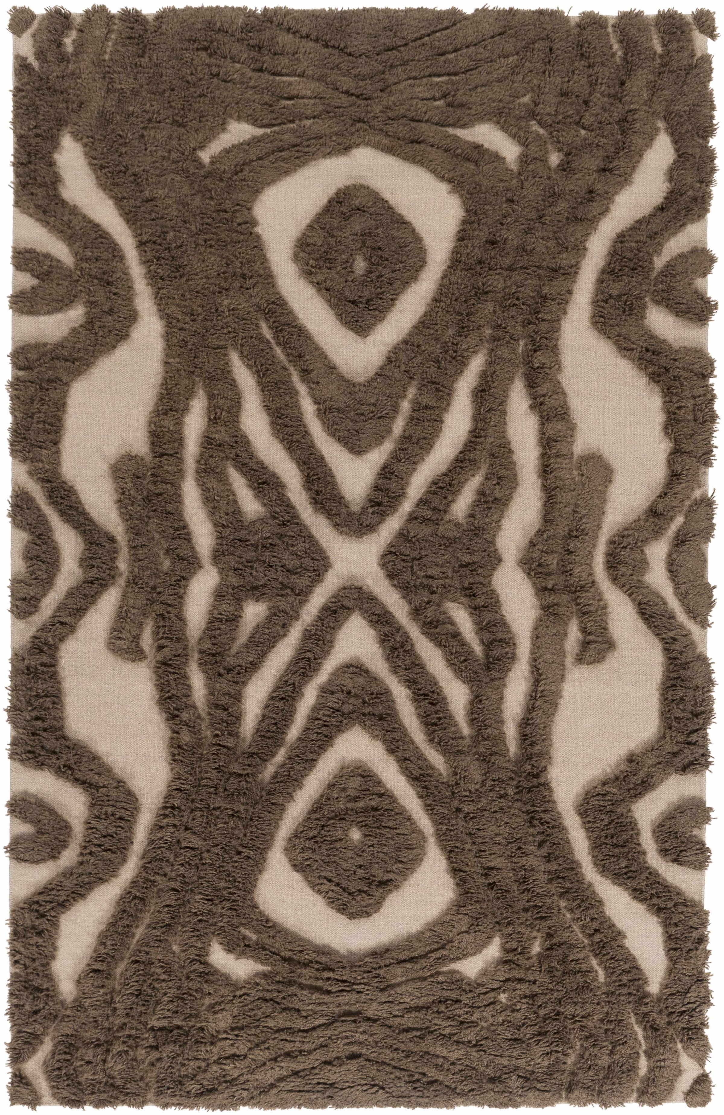 Brown Hand Woven 100% Wool Modern Rectangle Handmade rug, Indoor use only, no fringe, non-washable. runner also available