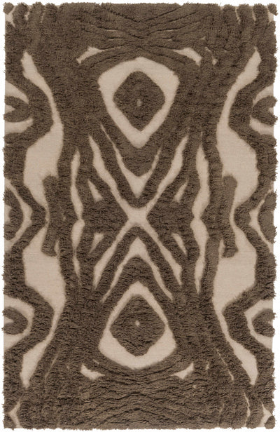 Brown Hand Woven 100% Wool Modern Rectangle Handmade rug, Indoor use only, no fringe, non-washable. runner also available