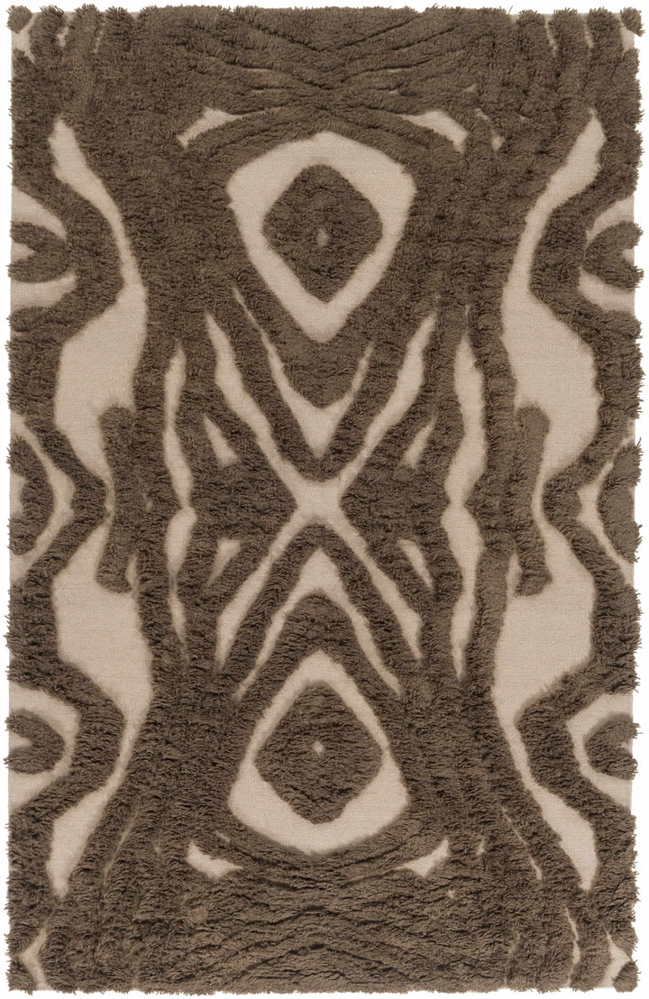 Brown Hand Woven 100% Wool Modern Rectangle Handmade rug, Indoor use only, no fringe, non-washable. runner also available