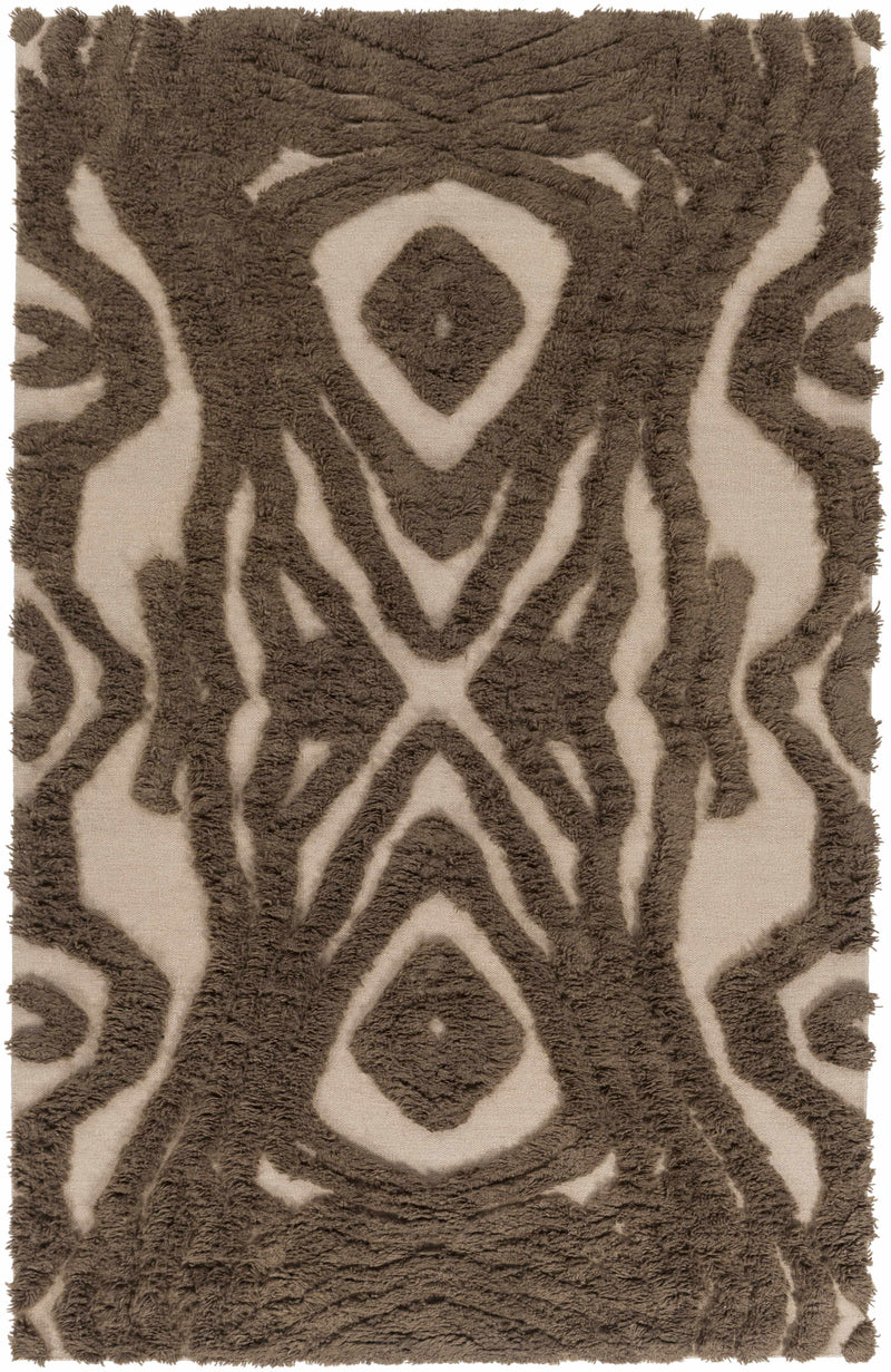 Brown Hand Woven 100% Wool Modern Rectangle Handmade rug, Indoor use only, no fringe, non-washable. runner also available