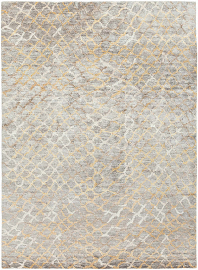 Gray Hand Knotted 100% Viscose Modern Rectangle Handmade rug, Indoor use only, no fringe, non-washable. runner also available