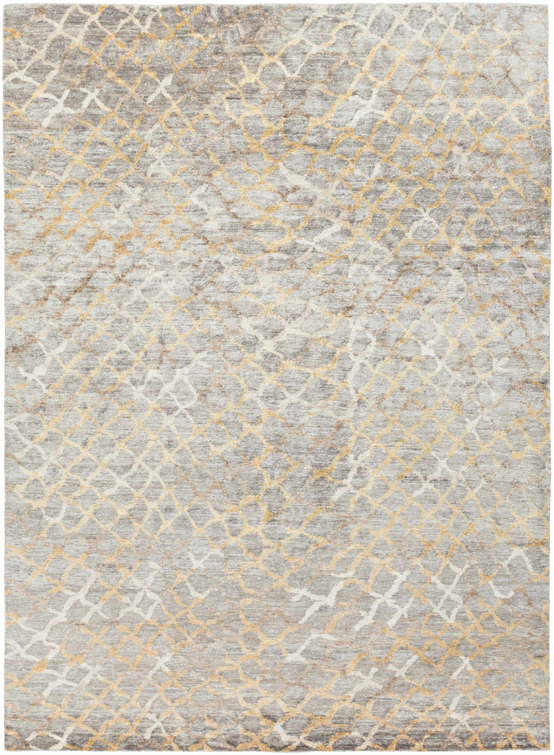 Gray Hand Knotted 100% Viscose Modern Rectangle Handmade rug, Indoor use only, no fringe, non-washable. runner also available