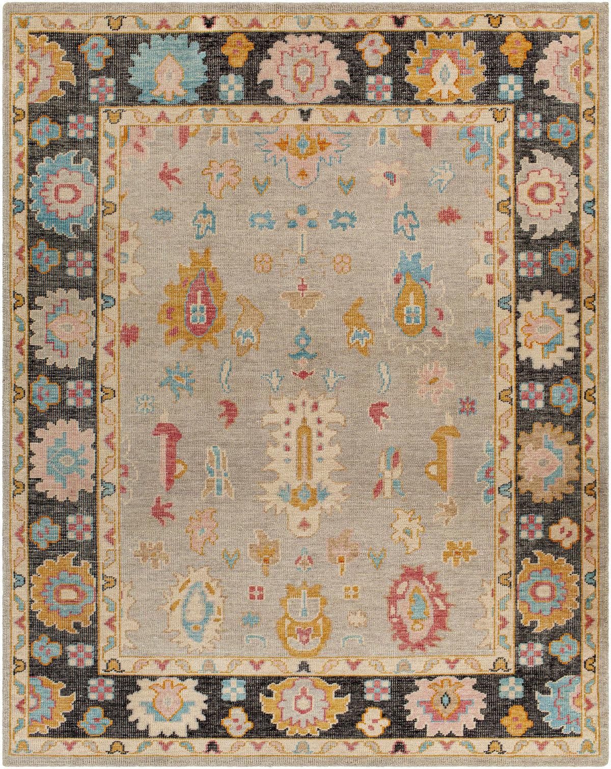 Black Hand Knotted 80% Wool, 20% Cotton Traditional Rectangle Handmade rug, Indoor use only, no fringe, non-washable. runner also available
