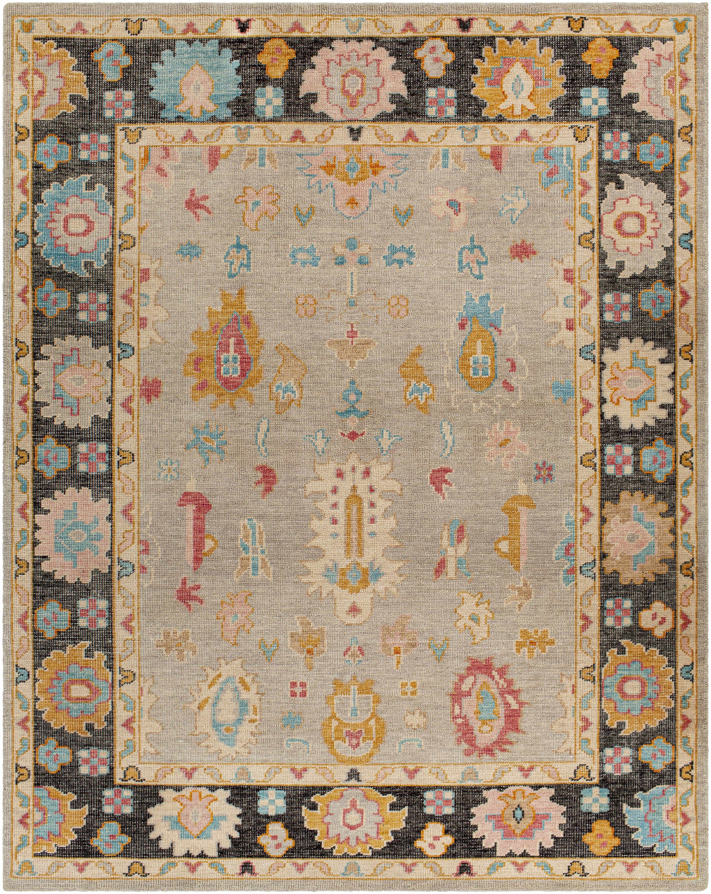 Black Hand Knotted 80% Wool, 20% Cotton Traditional Rectangle Handmade rug, Indoor use only, no fringe, non-washable. runner also available
