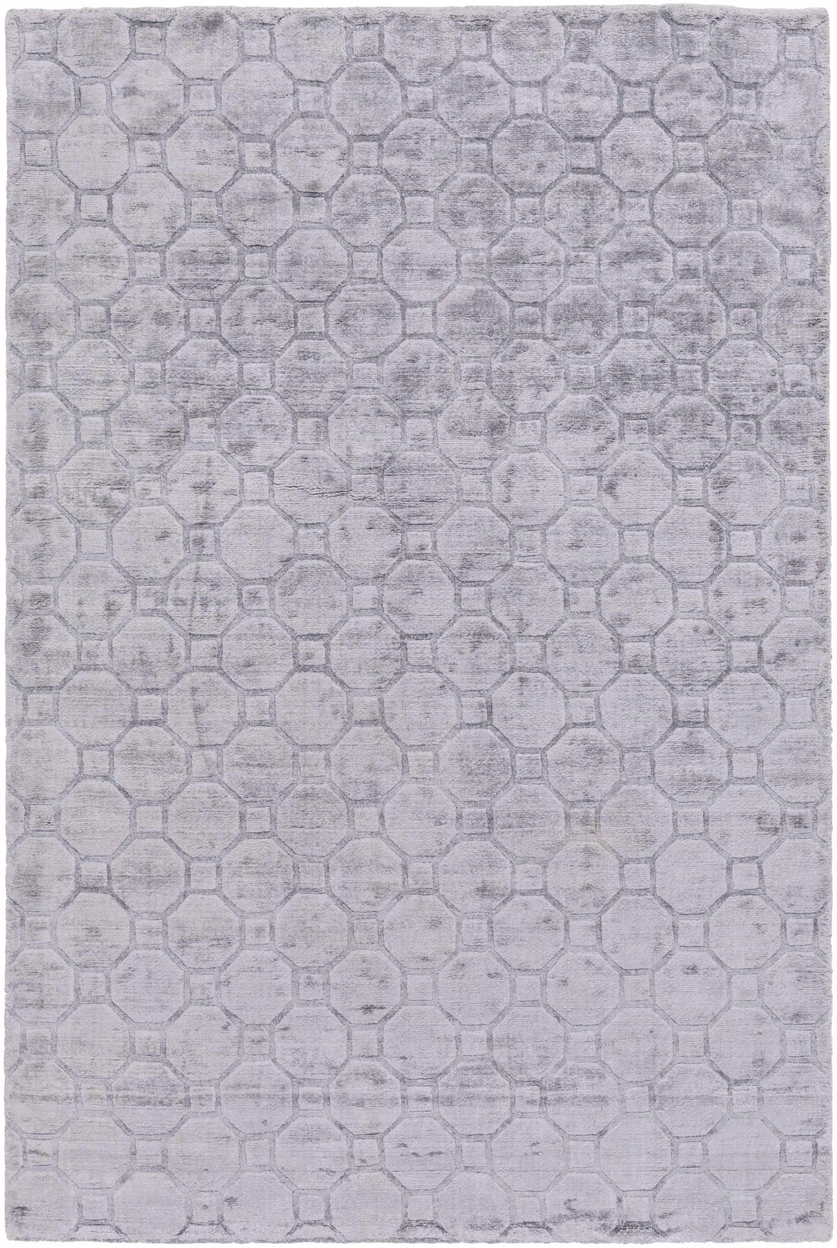 Gray Hand Knotted 80% Viscose, 20% Cotton Modern Rectangle Handmade rug, Indoor use only, no fringe, non-washable. runner also available