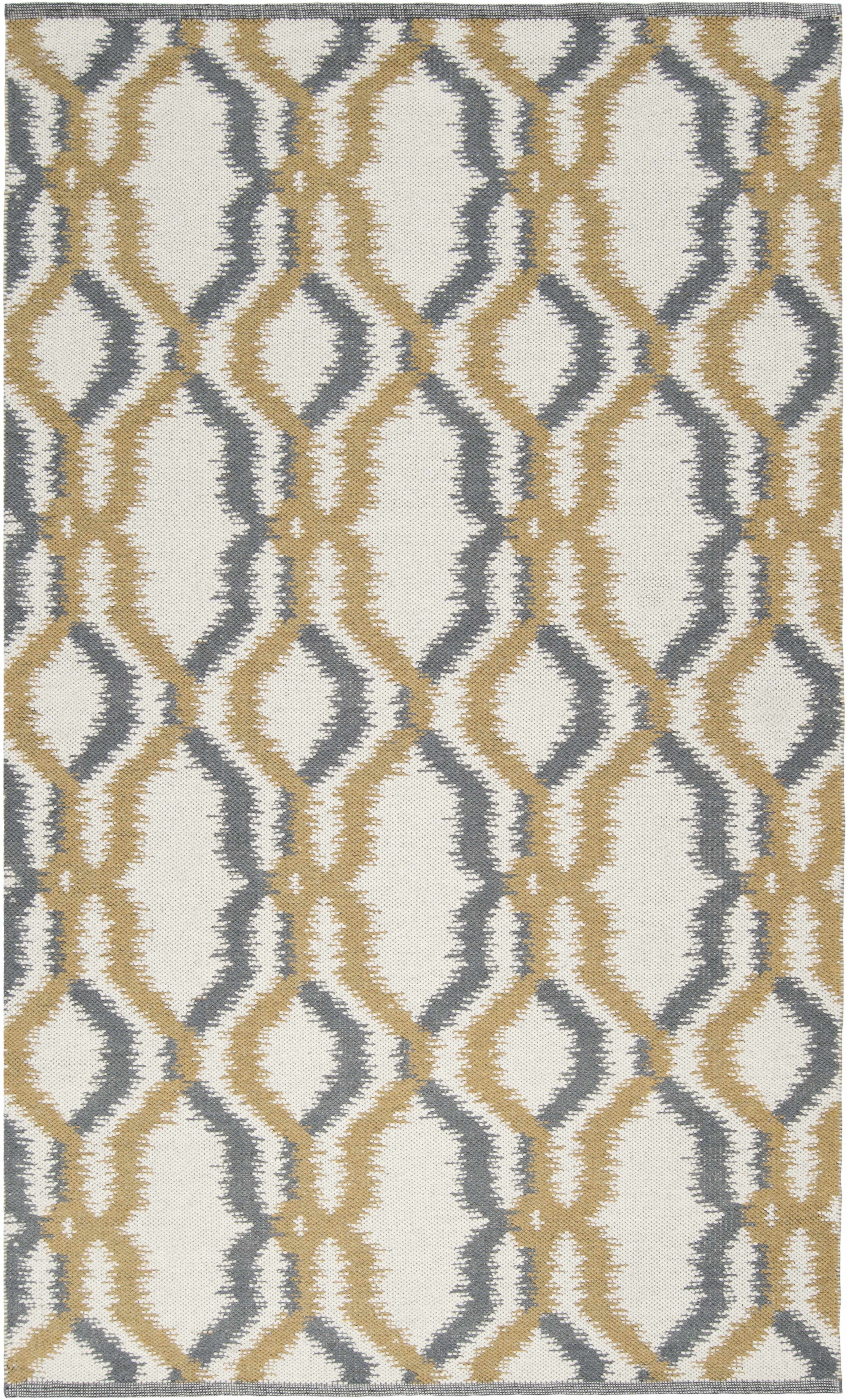 Ivory Hand Woven 100% Wool Modern Rectangle Handmade rug, Indoor use only, no fringe, non-washable.