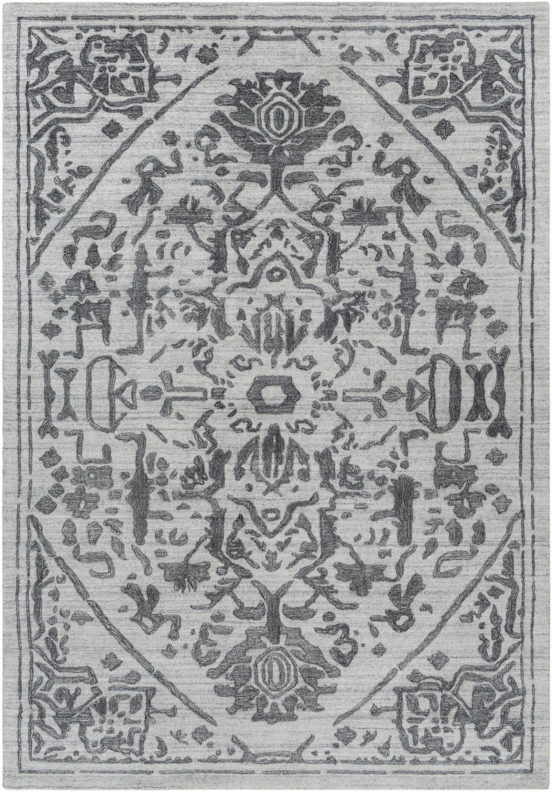 Light Gray Hand Knotted 100% Viscose Traditional Rectangle Handmade rug, Indoor use only, no fringe, non-washable.