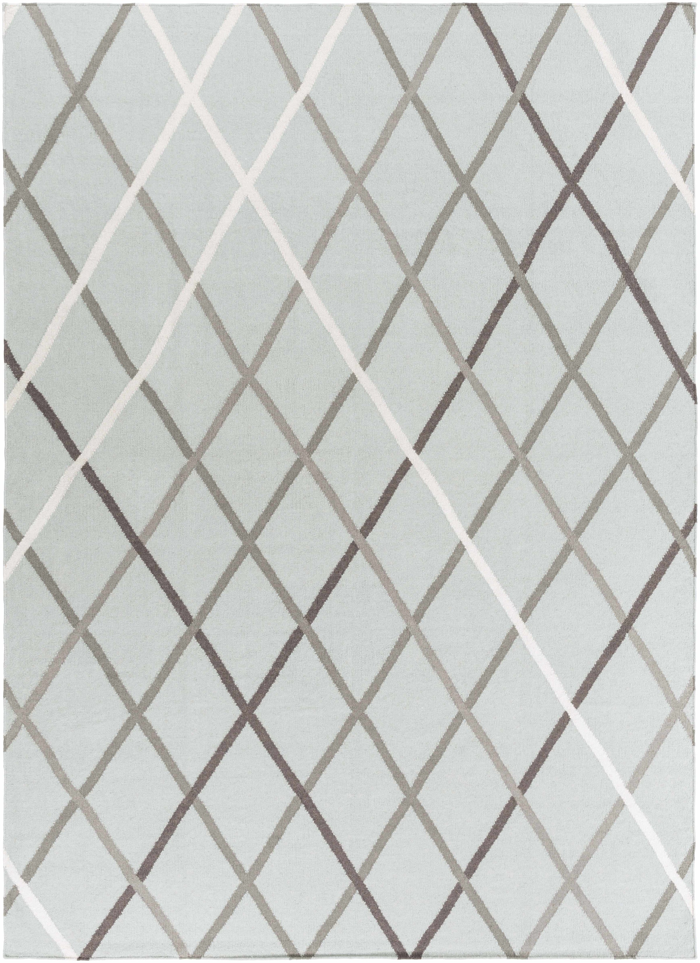 Seafoam Hand Woven 100% Wool Modern Rectangle Handmade rug, Indoor use only, no fringe, non-washable.